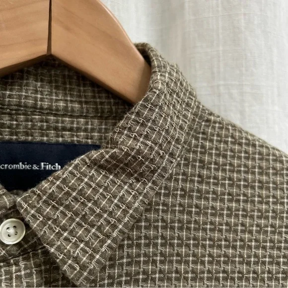 abercrombie long sleeve men's waffle button up olive green size small - Picture 9 of 16